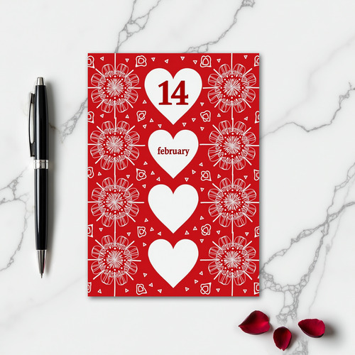 Red Hearts February 14 Card