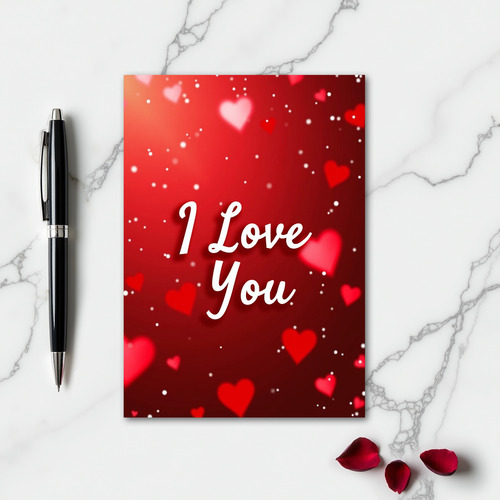 Red Hearts Glitter I Love You Card