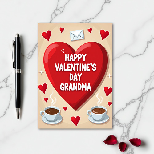 Red Hearts Grandma Valentine Card