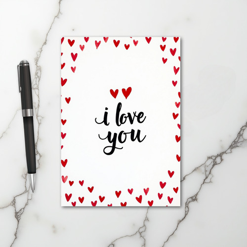 Red Hearts I Love You Card