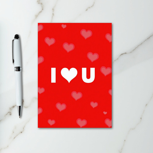 Red Hearts I Love You Print Card
