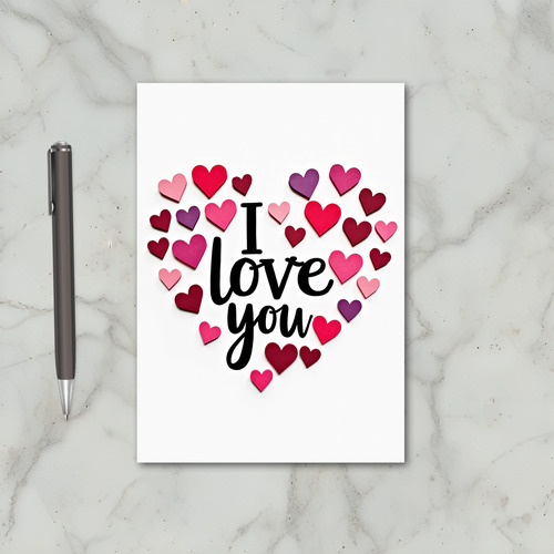 Red Hearts I Love You Valentines Card