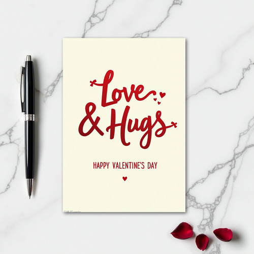 Red Hearts Love Hugs Valentine Card
