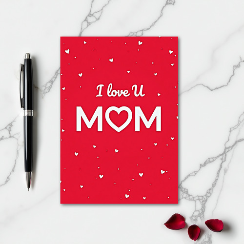 Red Hearts Love Mom Card
