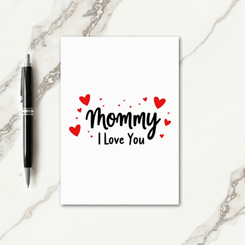 Red Hearts Mommy Love Card
