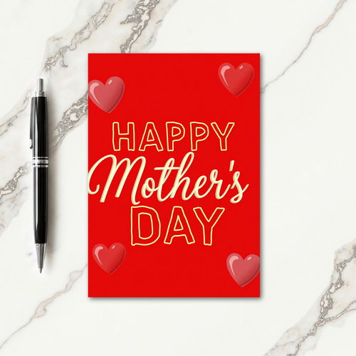 Red Hearts Mothers Day Card