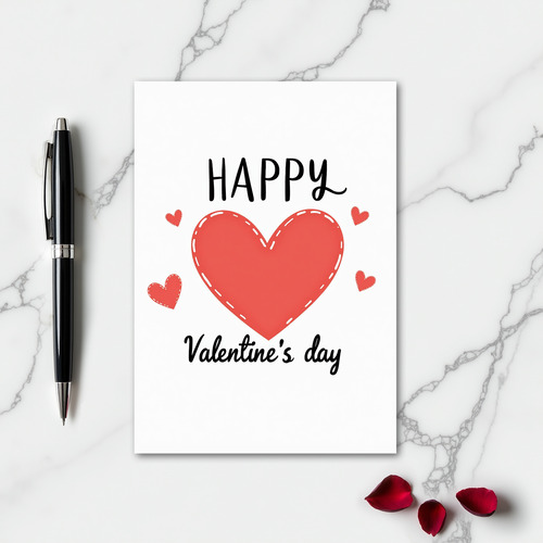 Red Hearts Pattern Happy Card