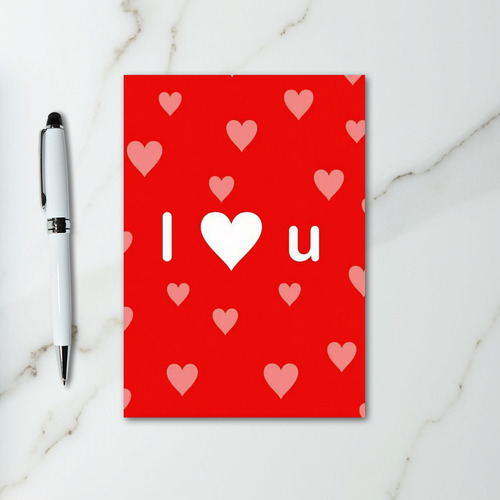 Red Hearts Pattern I Love You Card