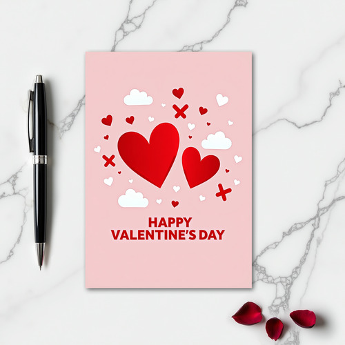 Red Hearts Pattern Valentines Card