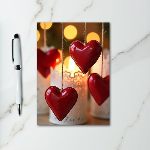 Red Hearts Romantic Card