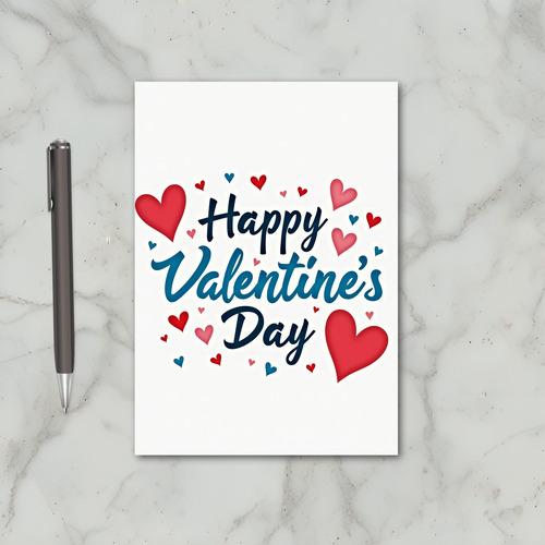 Red Hearts Script Valentines Card
