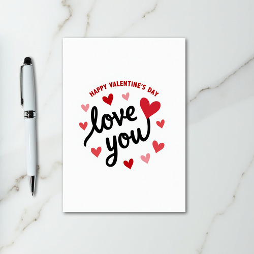 Red Hearts Valentines Day Love You Card