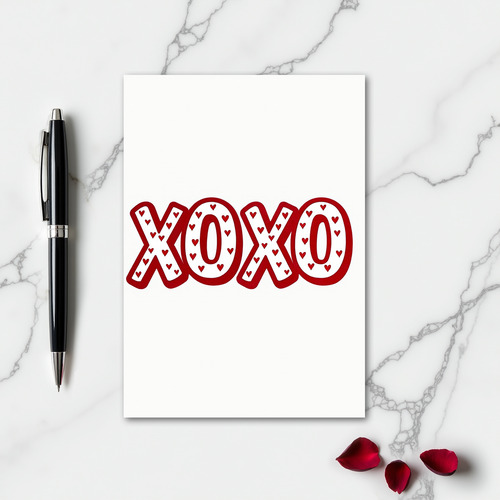 Red Hearts Xoxo Pattern Card