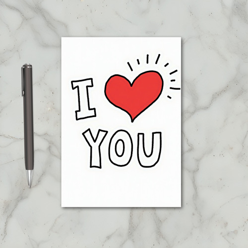 Red I Love You Doodle Valentines Card