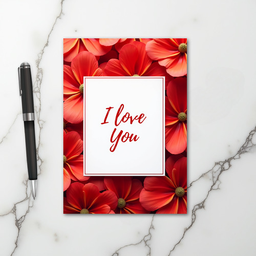 Red I Love You Floral Card
