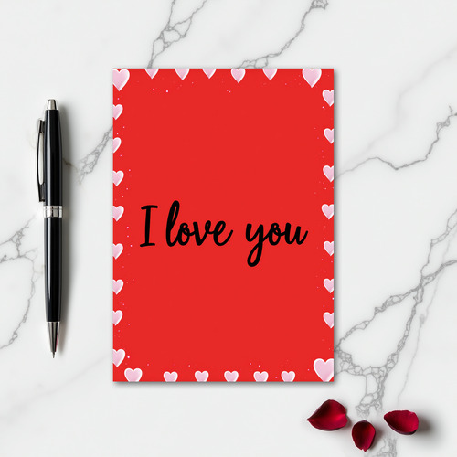 Red I Love You Heart Border Card