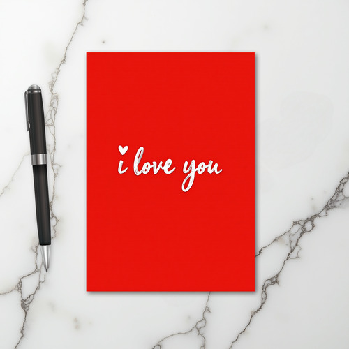 Red I Love You Script Valentines Card
