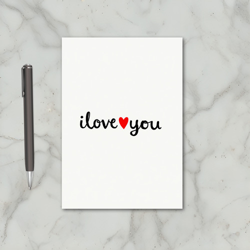 Red I Love You Valentines Card