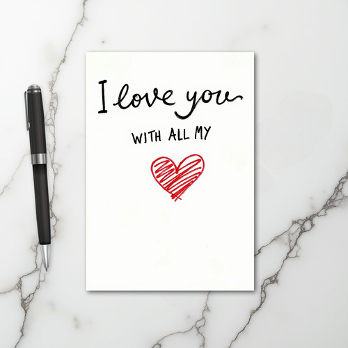 Red I Love You With All My Heart Card
