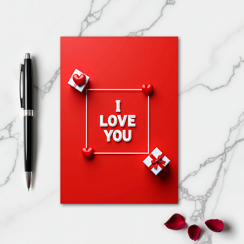 Red Love Faux Gold Foil Card