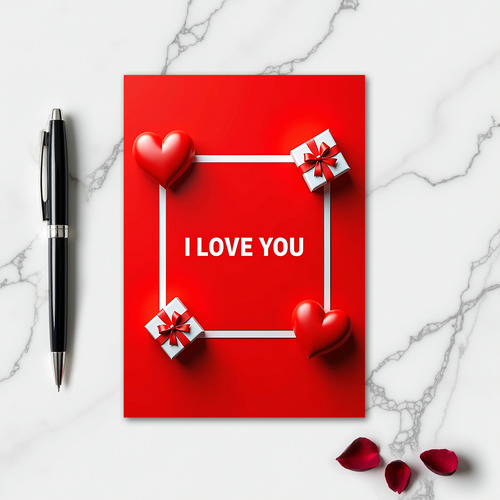 Red Love Faux Gold Foil Look Card