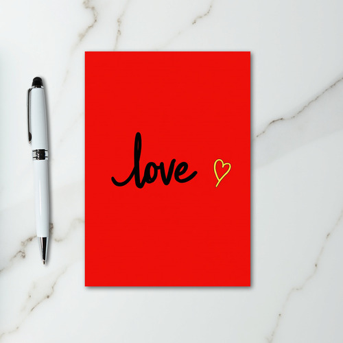 Red Love Heart Script Outline Card