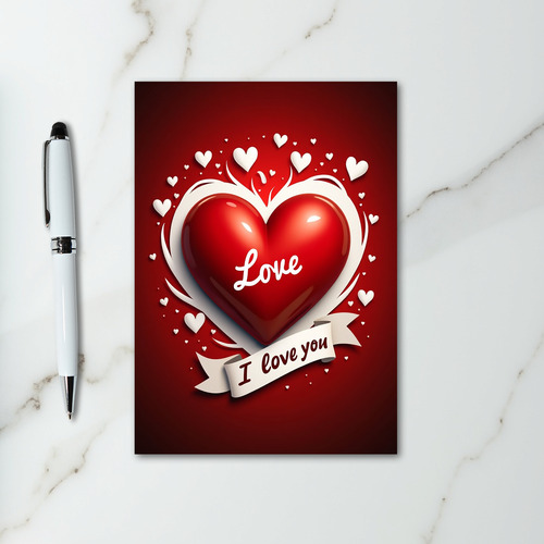 Red Love Heart Valentines Card