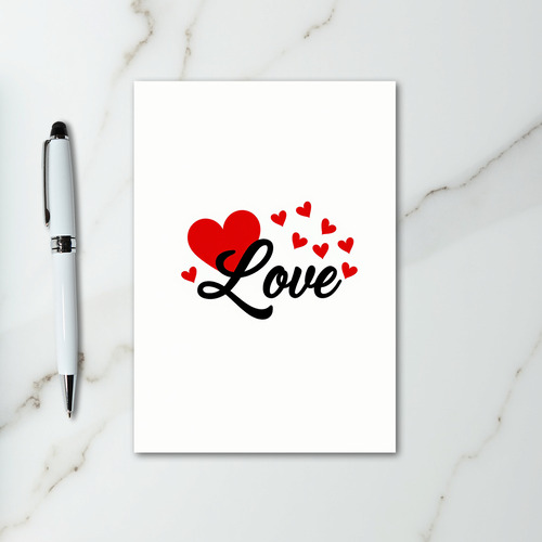 Red Love Hearts Script Card