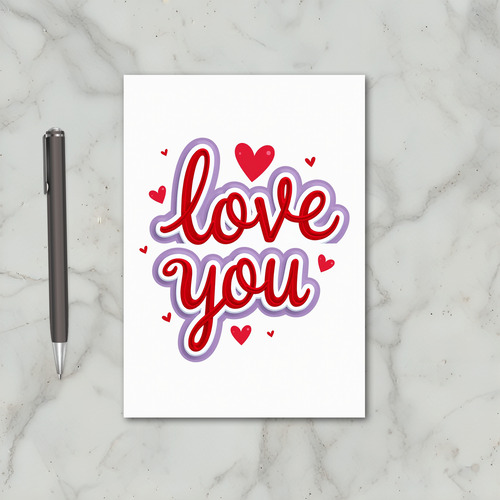 Red Love You Hearts Card