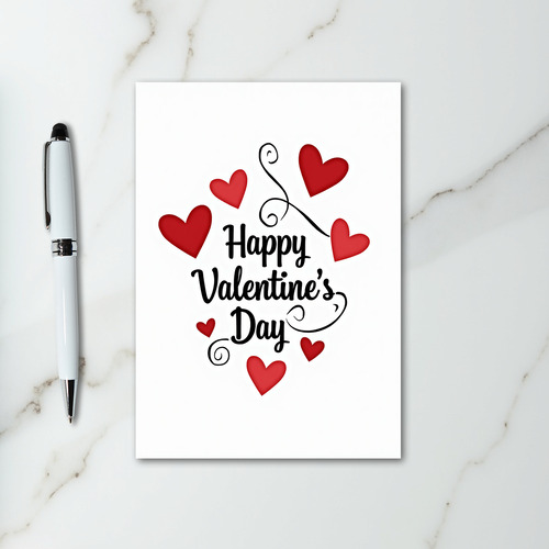 Red Loving Puffy Hearts Valentines Card