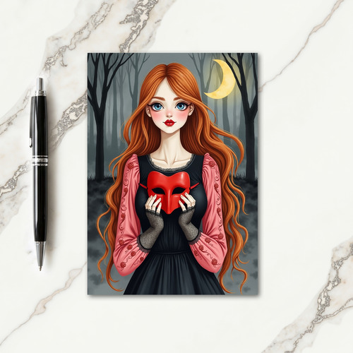 Red Mask Maidens Halloween Card
