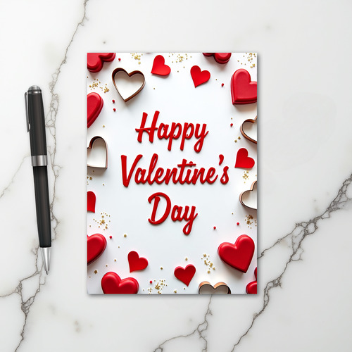 Red Modern Valentines Heart Card