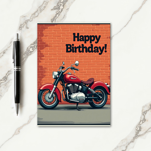 Red Motorcycle Birthday Card