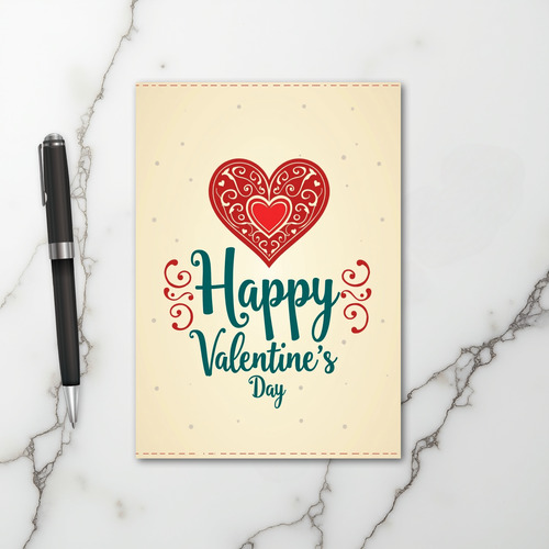 Red Ornate Script Valentines Day Card
