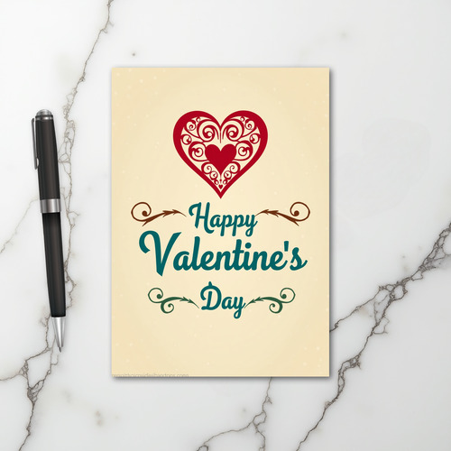 Red Ornate Valentines Day Card