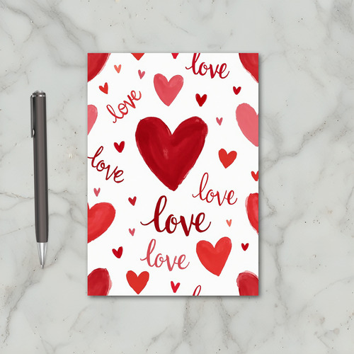 Red Painted Valentines Hearts Card