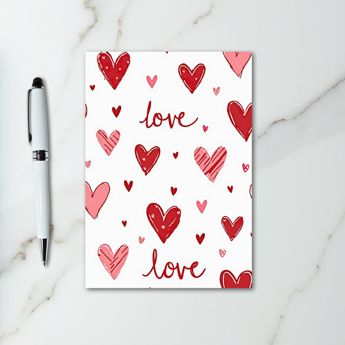 Red Pink Hearts Love Card