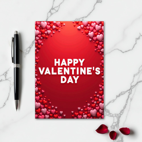 Red Pink Hearts Valentine Card