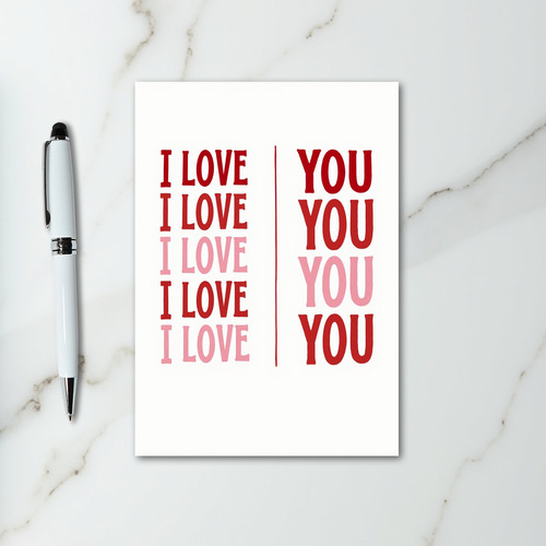 Red Pink I Love You Repeating Card