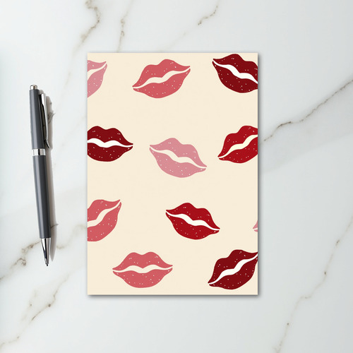 Red Pink Lips Valentines Card