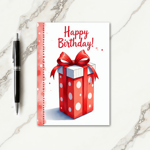 Red Ribbon Birthday Card