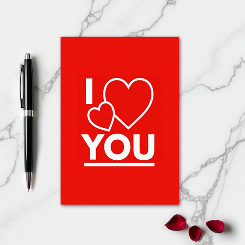 Red Romantic Hearts I Love You Card