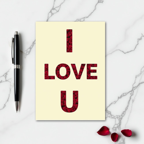 Red Romantic I Love You Floral Card