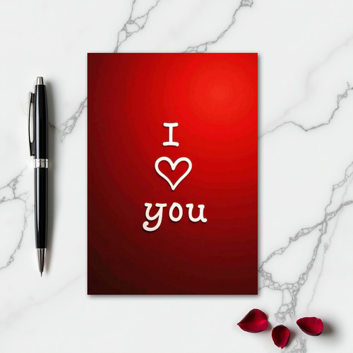 Red Romantic I Love You Script Card