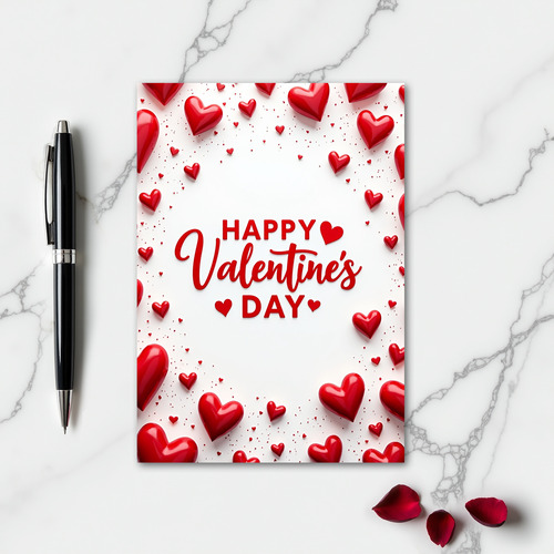Red Romantic Love Hearts Card