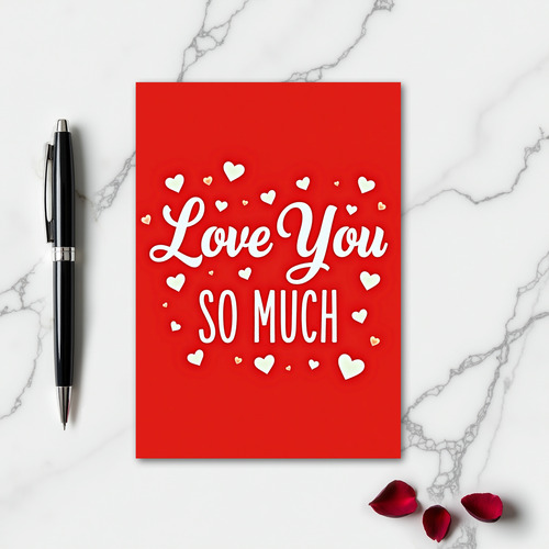 Red Romantic Love You Hearts Card