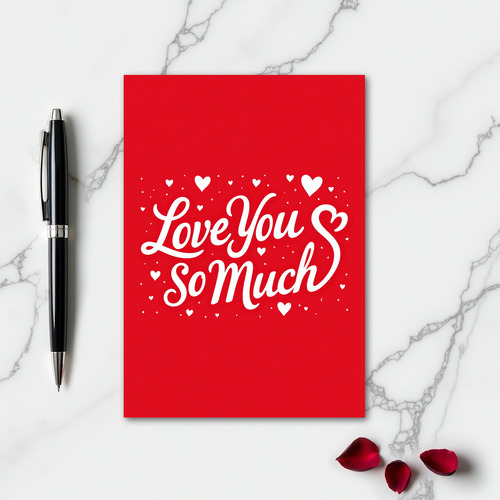 Red Romantic Love You Script Card