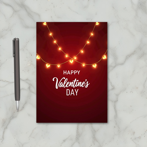 Red Romantic Valentines Day Lights Card