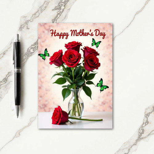 Red Rose Happy Mothers Day Card