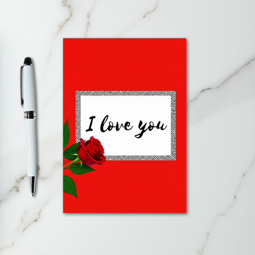 Red Rose I Love You Chevron Card
